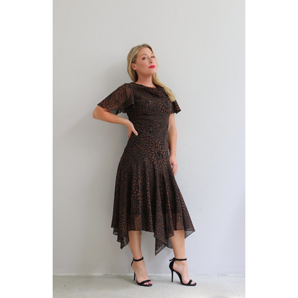 1990's Eva Blues Bias Cut Dress // Women's Size Extra Small to Small // Prom